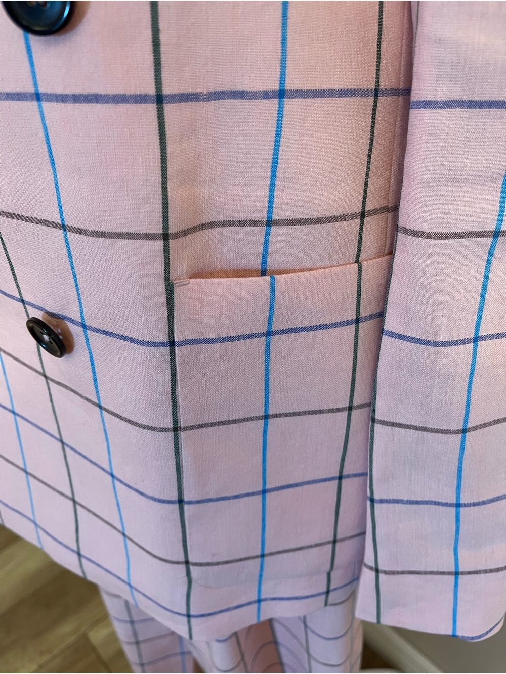 Paul Smith Pink Windowpane Check Linen Blend Pantsuit Size 36 - Picture 5 of 16
